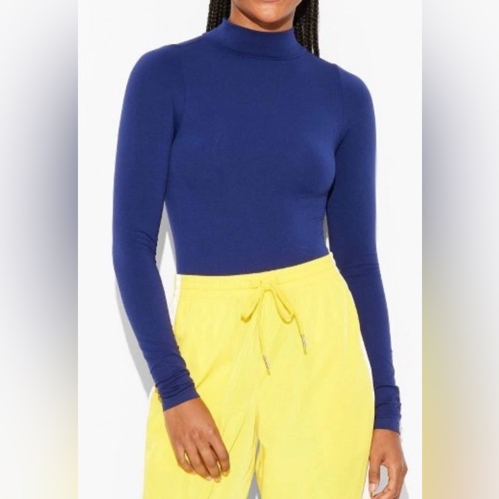 NWT Wild Fable Game Day Long Sleeve Mockneck Turtleneck Top in Navy Blue